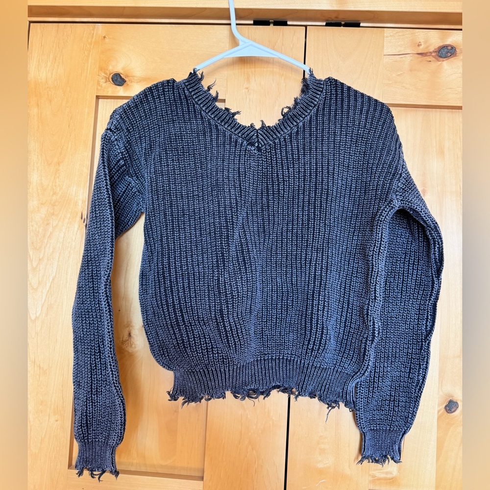 Chloe & Cyrus Distressed Knit Sweater - Black